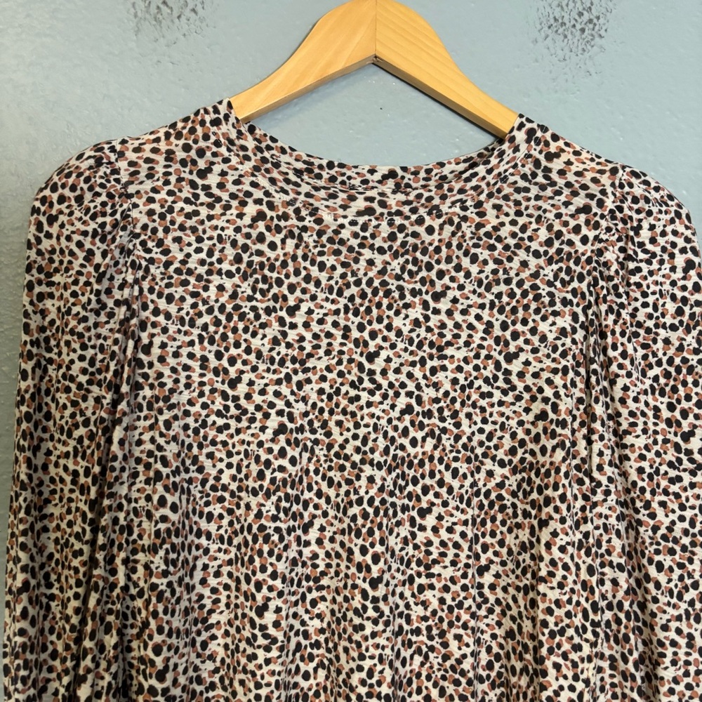 Nation LTD‎ Loren Animal Print Balloon Sleeve Top XS Boho Classic Pima Cotton - Picture 5 of 11